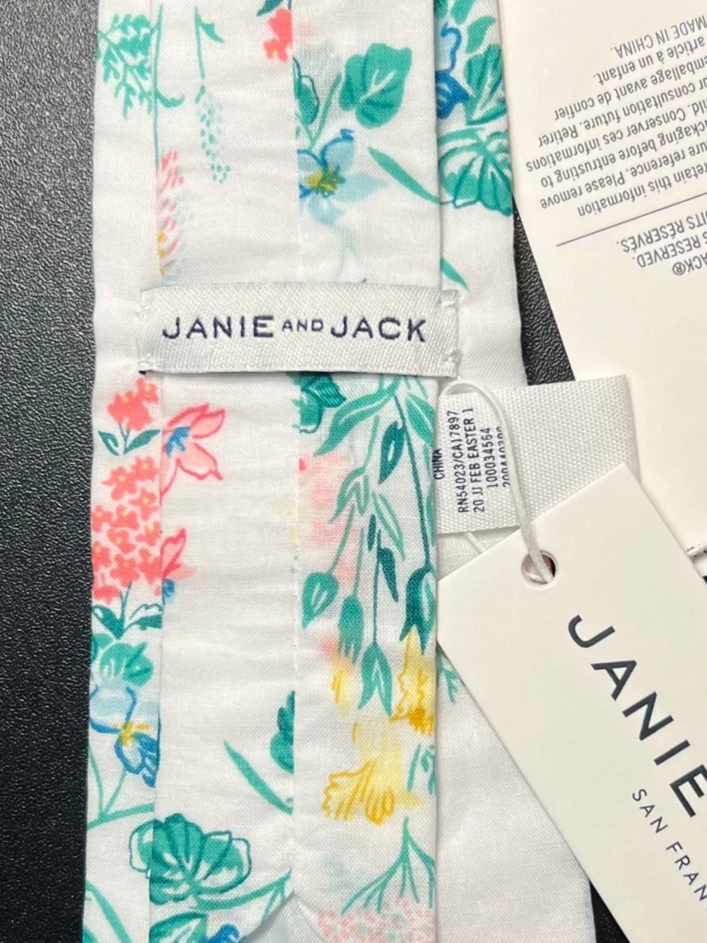 Janie and Jack Boys Floral Velcro Close Tie Size 2-5 NWT